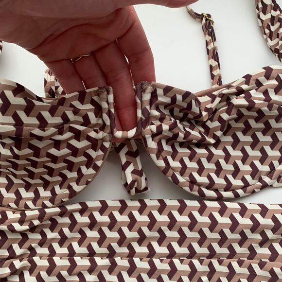 Monday Swimwear Sorrento Bottom and Cala Roja Top Set Husk Geo Print Brown - Picture 9 of 14